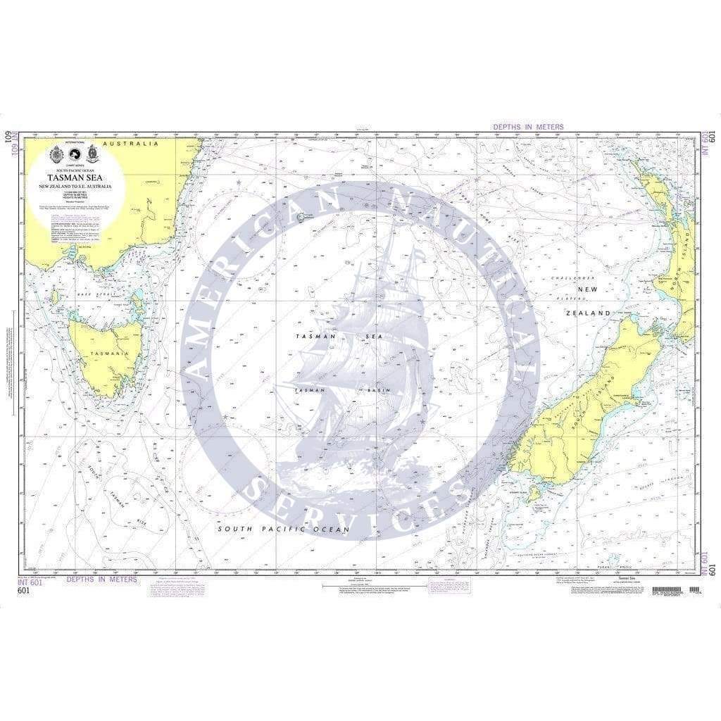 NGA Nautical Chart 601: Tasman Sea-New Zealand to S.E. Australia