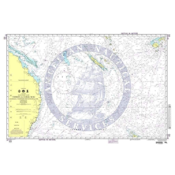 NGA Nautical Chart 602: Tasman and Coral Seas-Australia to Northern New Zealand and