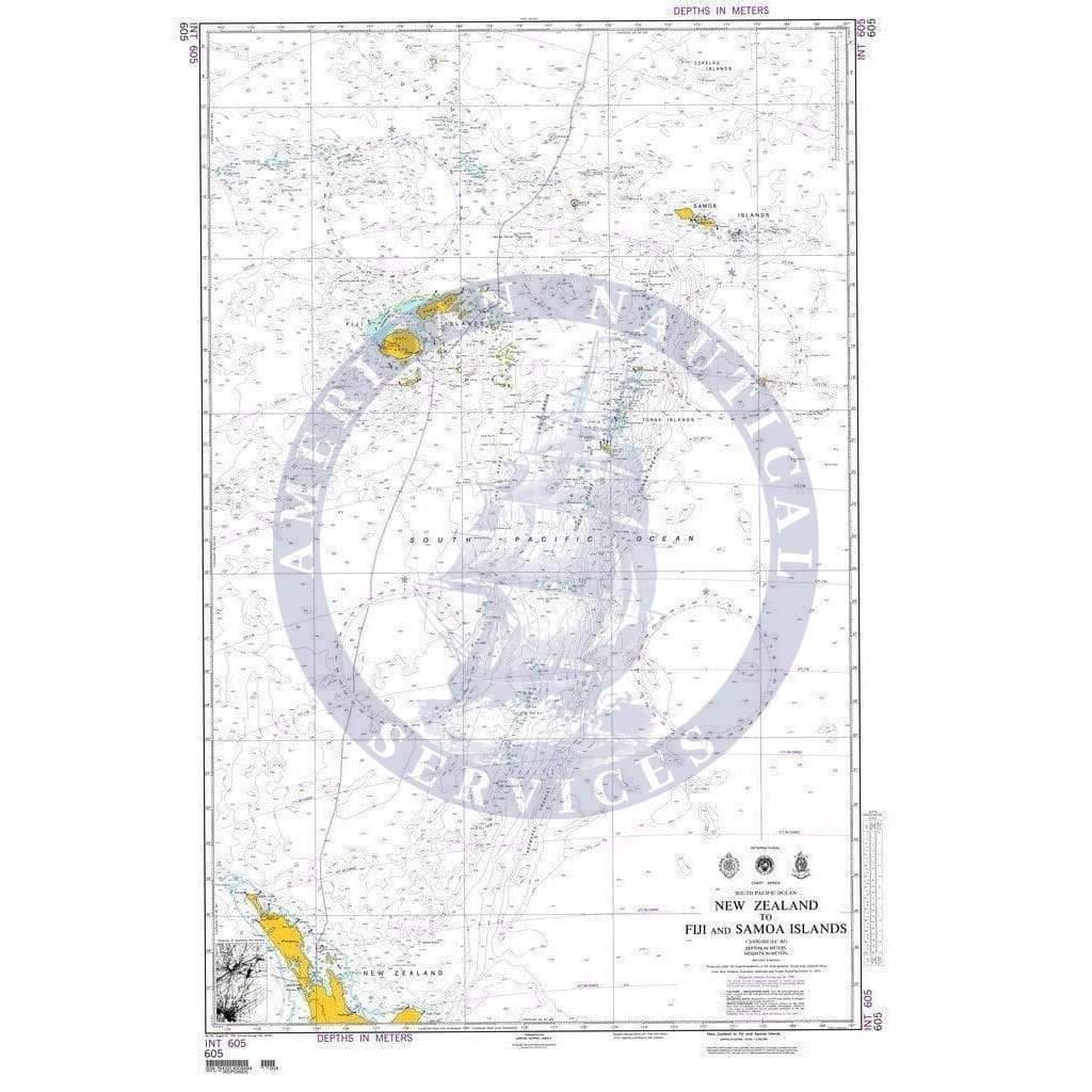 NGA Nautical Chart 605: New Zealand to Fiji and Samoa Islands