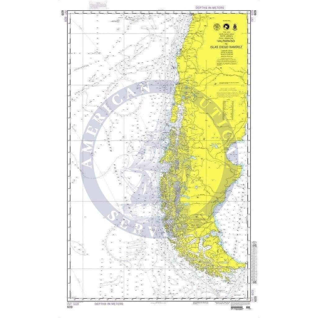 NGA Nautical Chart 609: Valparaiso to Islas Diego Ramirez