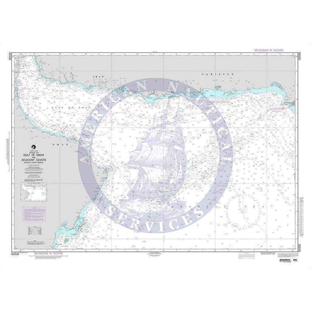 NGA Nautical Chart 62028: Gulf of Oman and Adjacent Coasts-Karachi to Jazirat Masirah