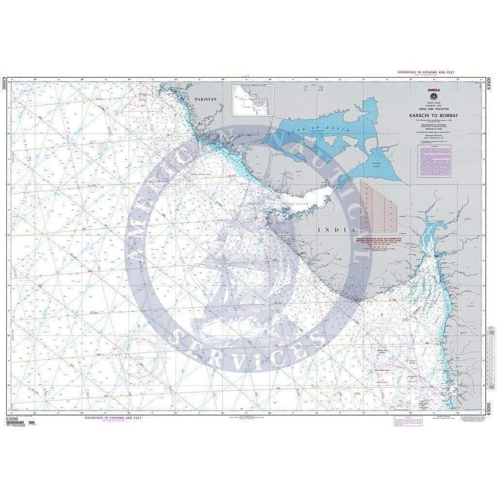 NGA Nautical Chart 63000: Karachi to Bombay, India and Pakistan (OMEGA)