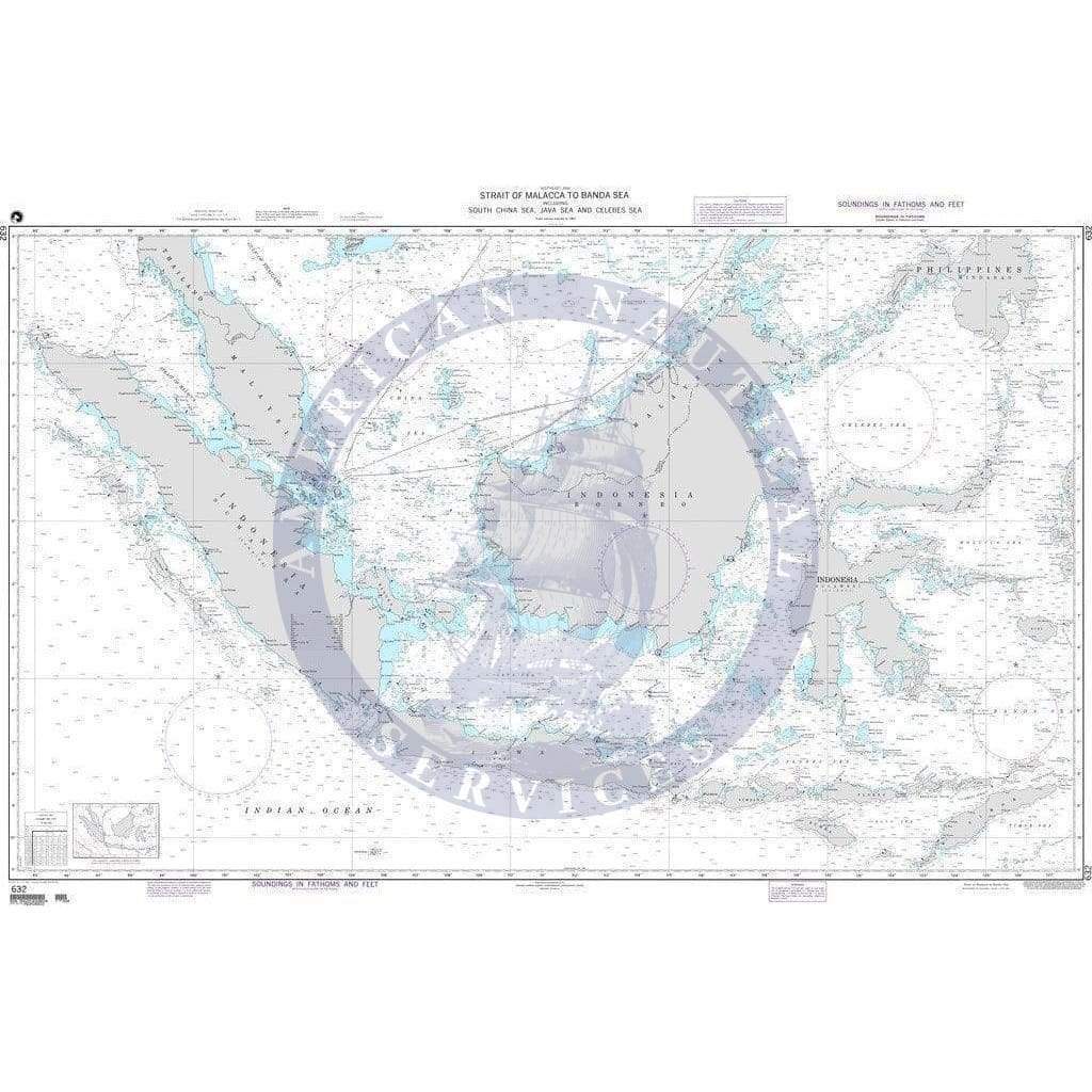 NGA Nautical Chart 632: Strait of Malacca to Banda Sea including South China Sea-Java Sea and Celebes Sea