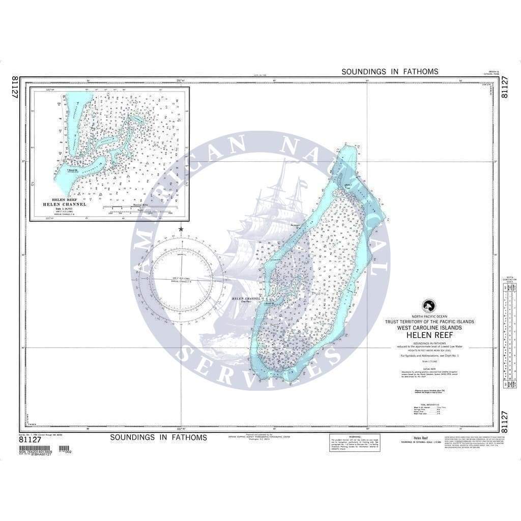 NGA Nautical Chart 81127: Helen Reef (West Caroline Islands)