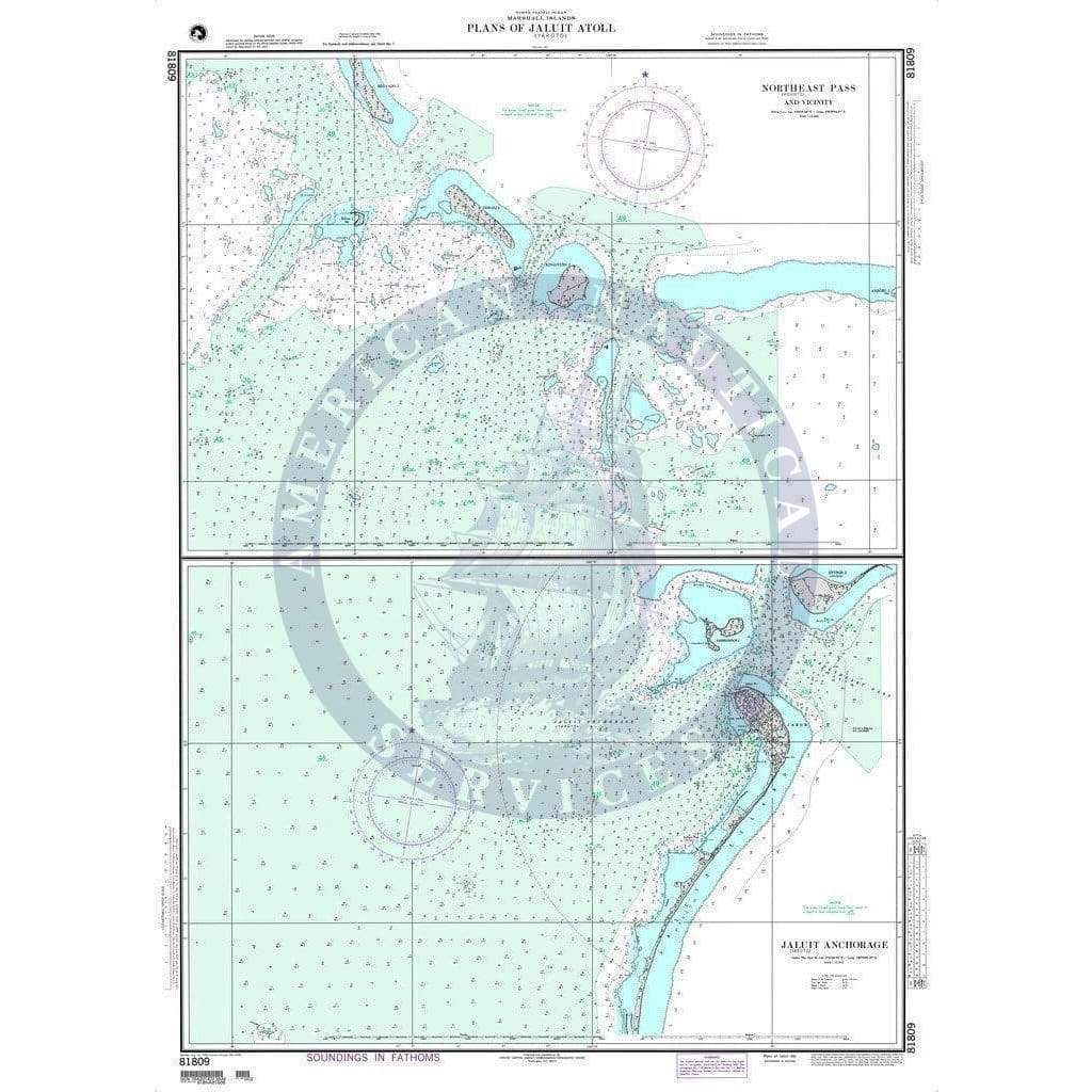 NGA Nautical Chart 81809: Plans of Jaluit (Yaruto) Atoll Northeast Pass and Vicinity