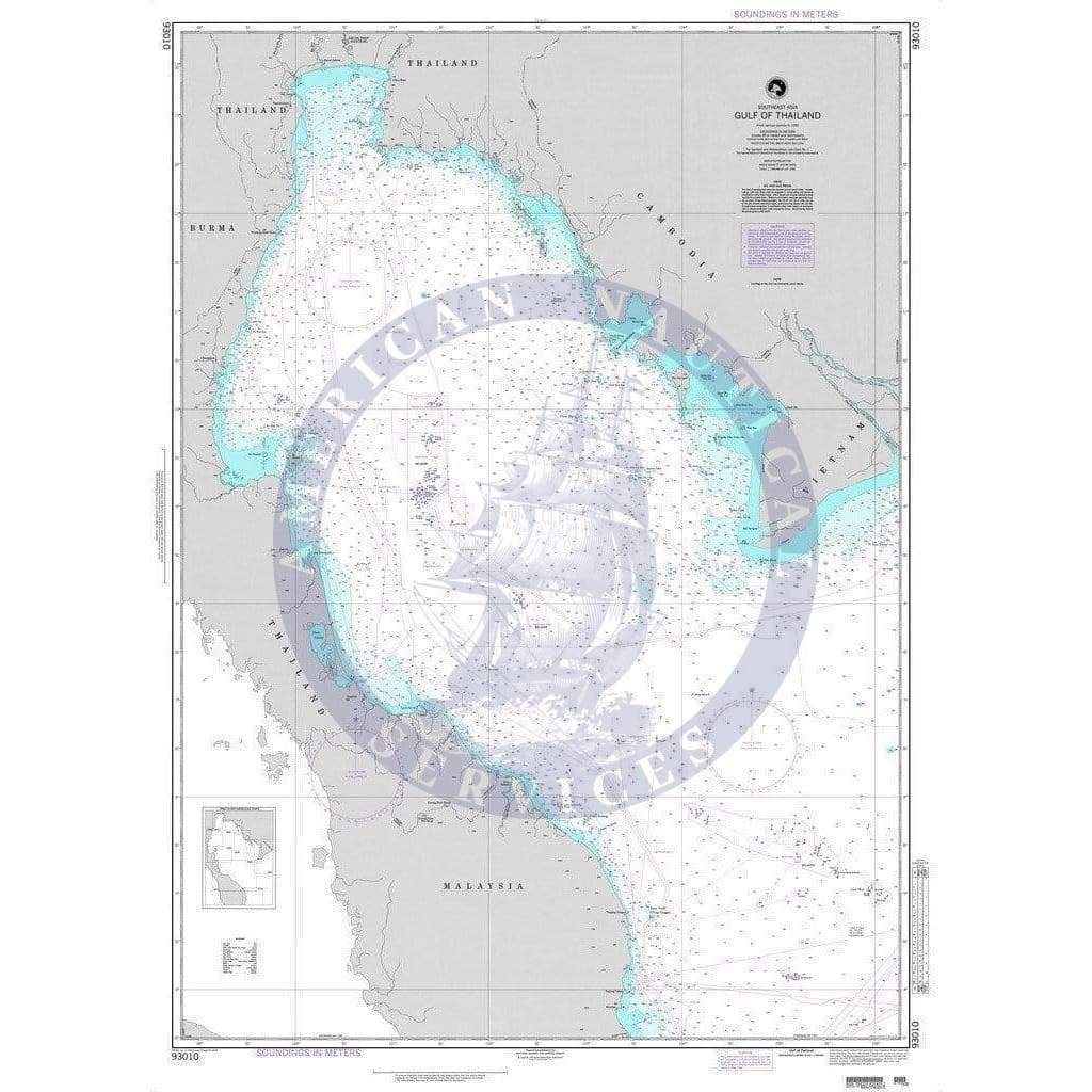 NGA Nautical Chart 93010: Gulf of Thailand (Southeast Asia)