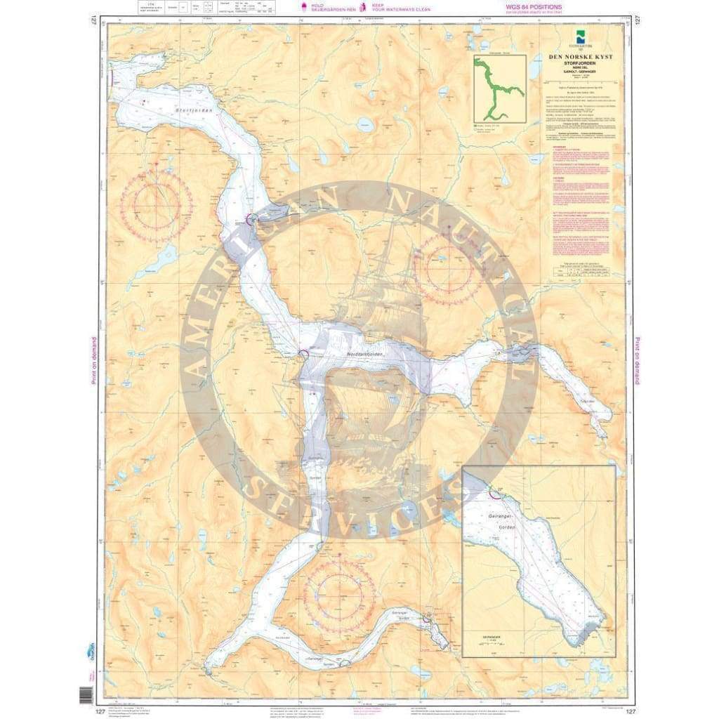 NHS Chart 127: Storfjorden. Indre del, Sjøholt - Geiranger