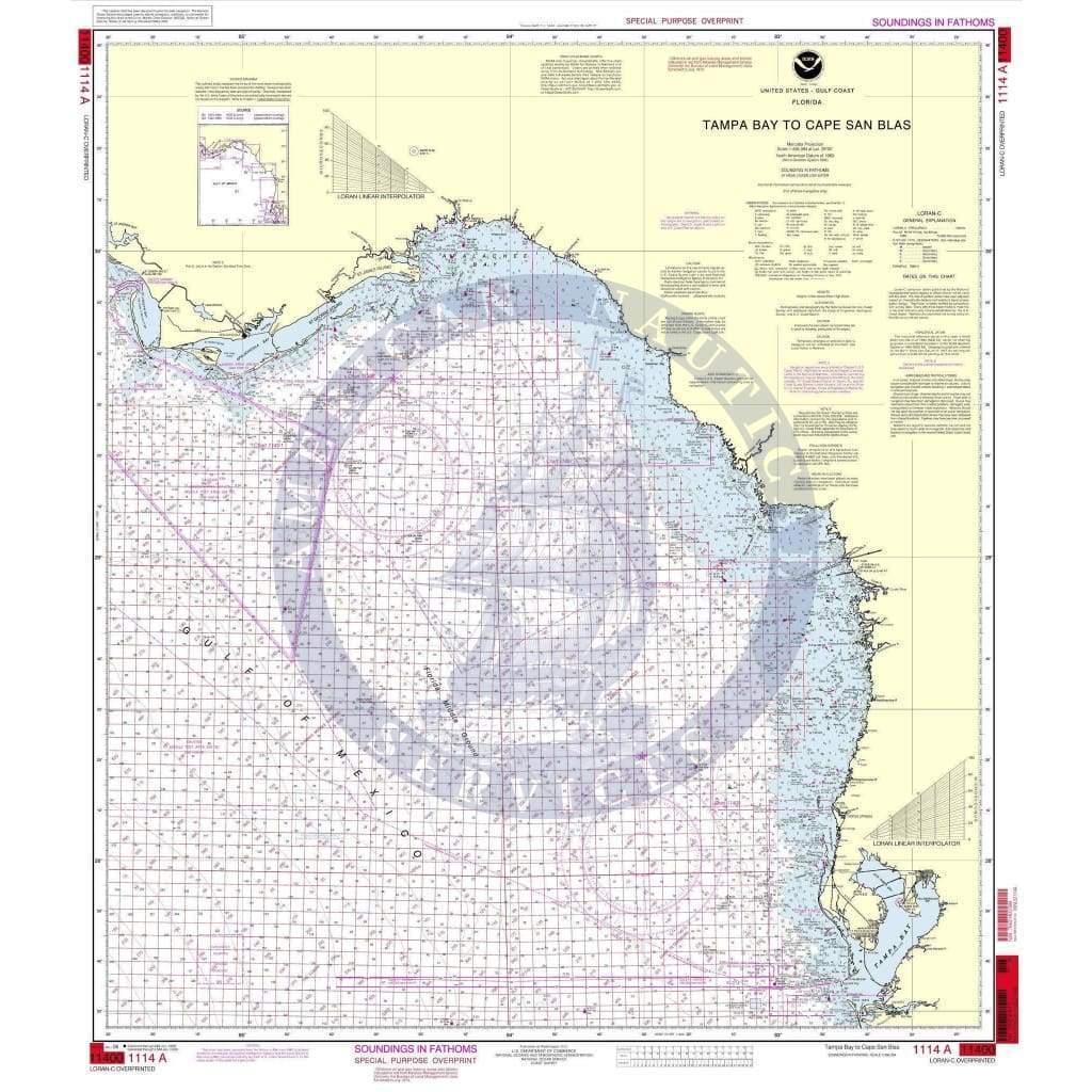 NOAA Nautical Chart 1114A: Tampa Bay to Cape San Blas (Oil and Gas Leasing Areas)