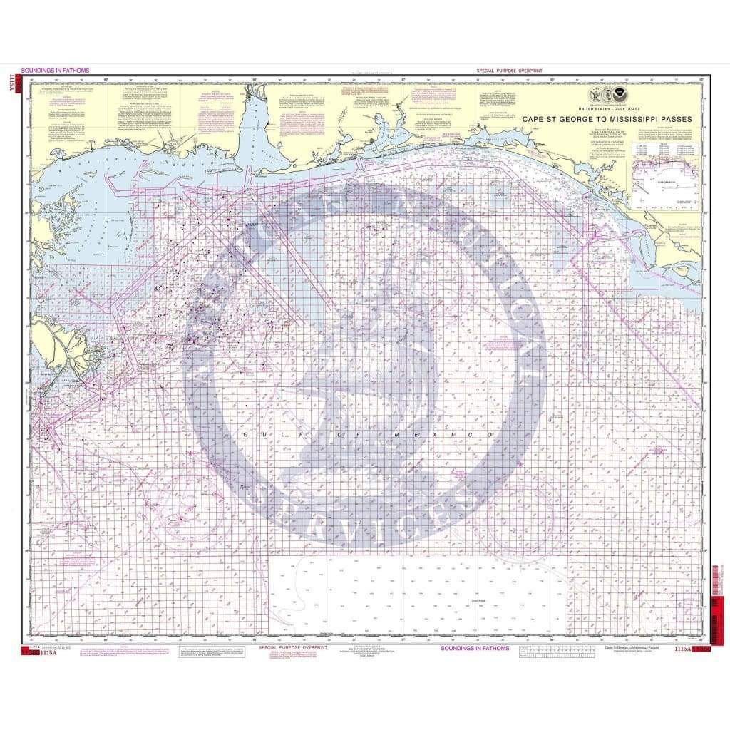 NOAA Nautical Chart 1115A: Cape St. George to Mississippi Passes (Oil and Gas Le