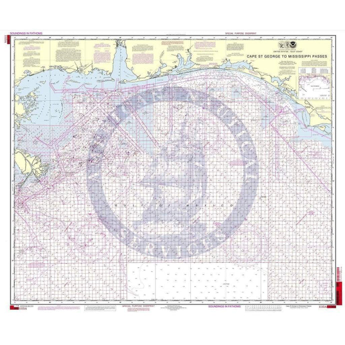 NOAA Nautical Chart 1115A: Cape St. George to Mississippi Passes (Oil and Gas Le
