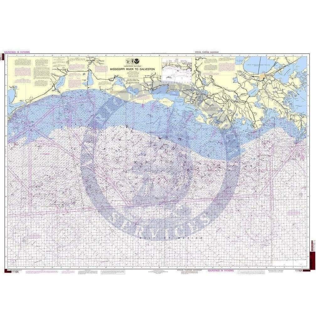 NOAA Nautical Chart 1116A: Mississippi River to Galveston (Oil and Gas Leasing Areas)