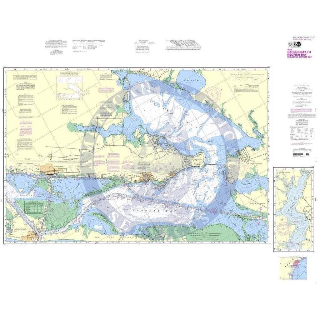 NOAA Nautical Chart 11314: Intracoastal Waterway Carlos Bay to Redfish Bay, including Copano Bay