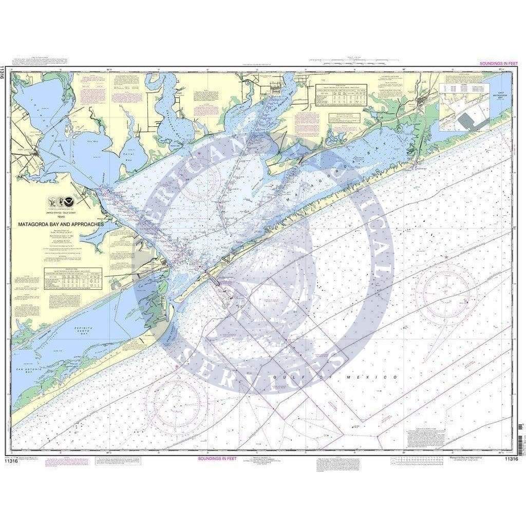 NOAA Nautical Chart 11316: Matagorda Bay and approaches