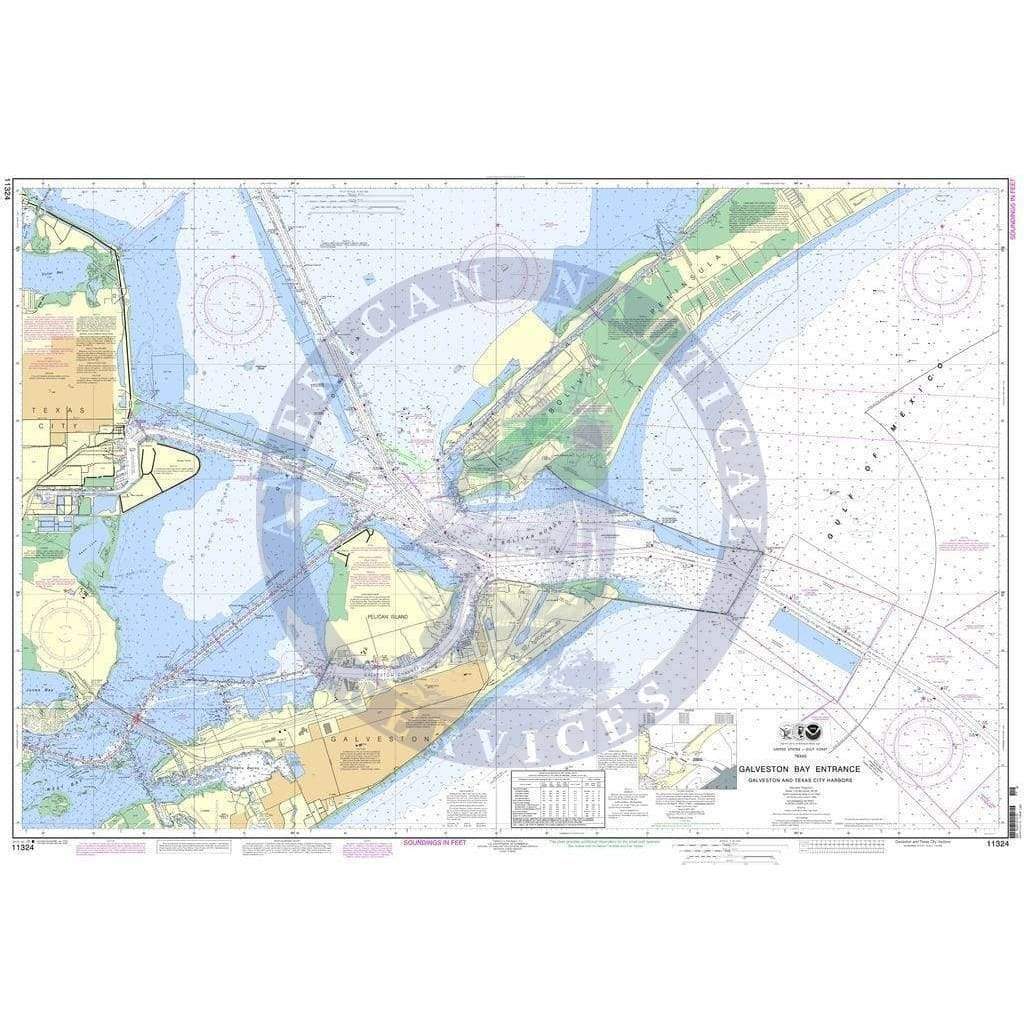 NOAA Nautical Chart 11324 Galveston Bay Entrance Amnautical