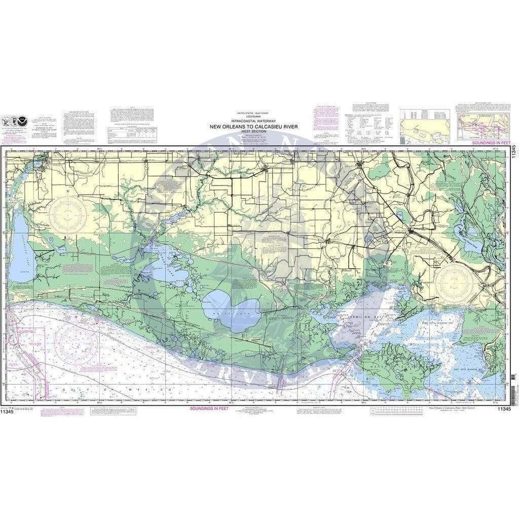 NOAA Nautical Chart 11345: Intracoastal Waterway New Orleans to Calcasieu River West Section