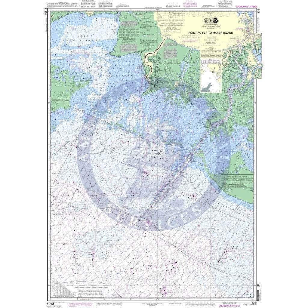 NOAA Nautical Chart 11351: Point au Fer to Marsh Island