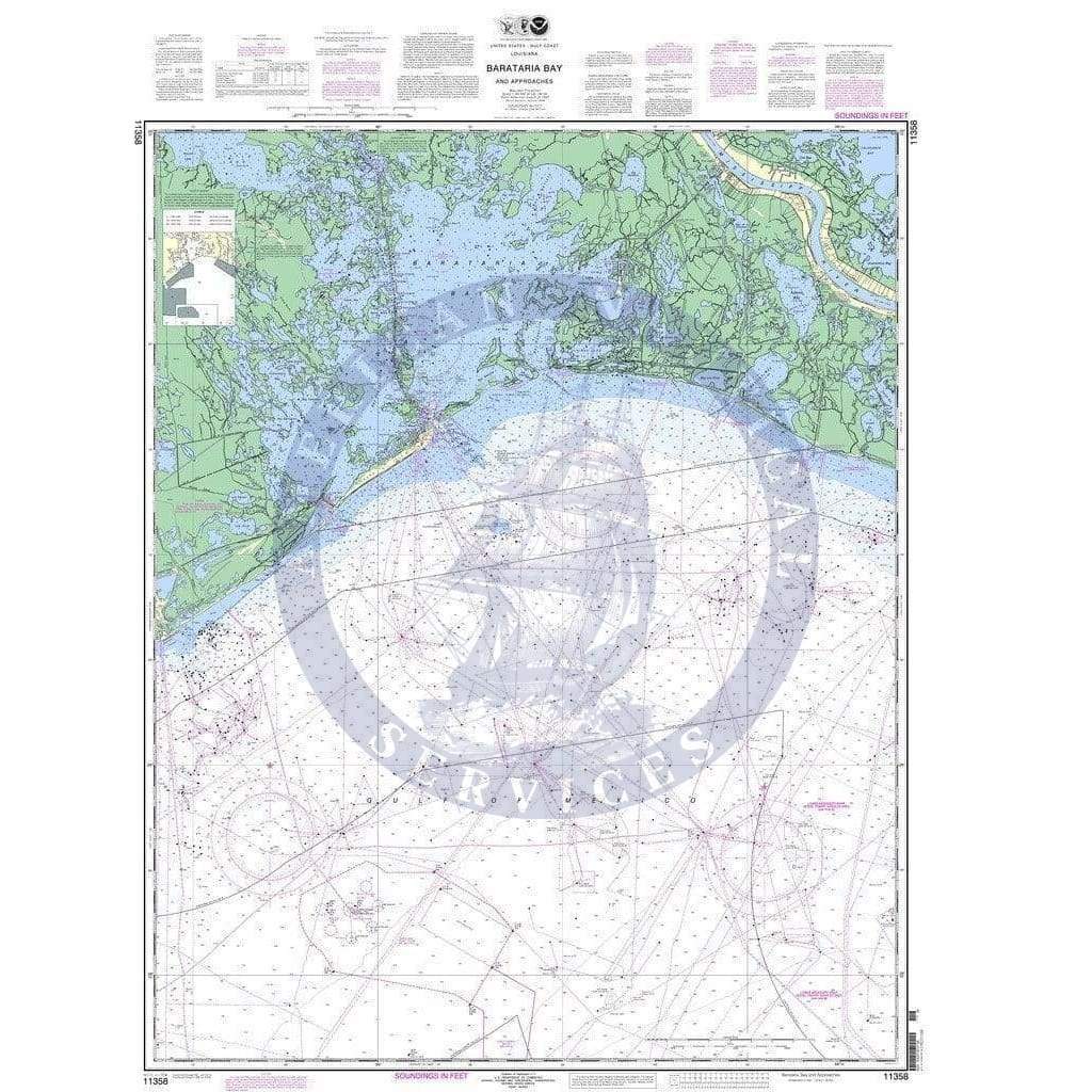 NOAA Nautical Chart 11358: Barataria Bay and approaches