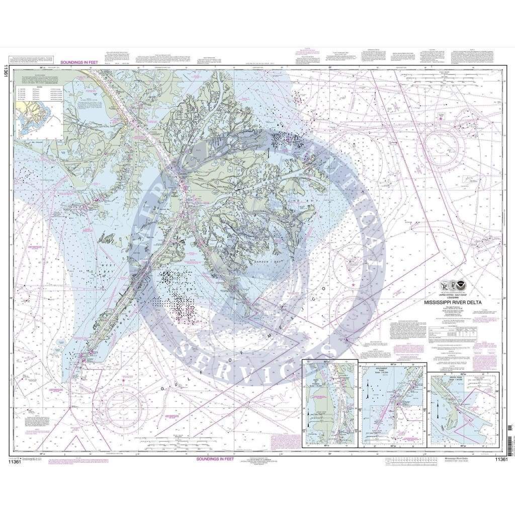 Delta In Rivers Chart NOAA Chart 11361: Mississippi River Delta - Amnautical