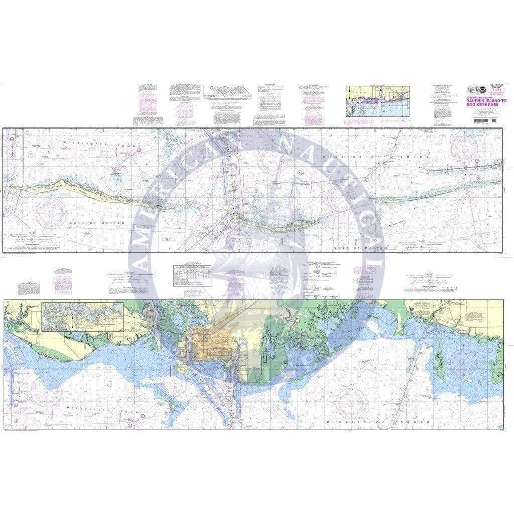 NOAA Chart 11374 ICW Dauphin Island to Dog Keys Pass Amnautical