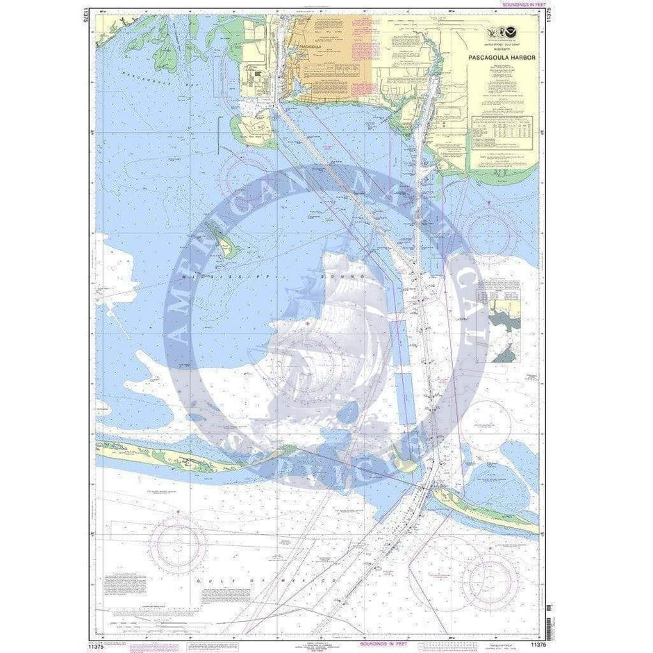 NOAA Chart 11375 Pascagoula Harbor Amnautical