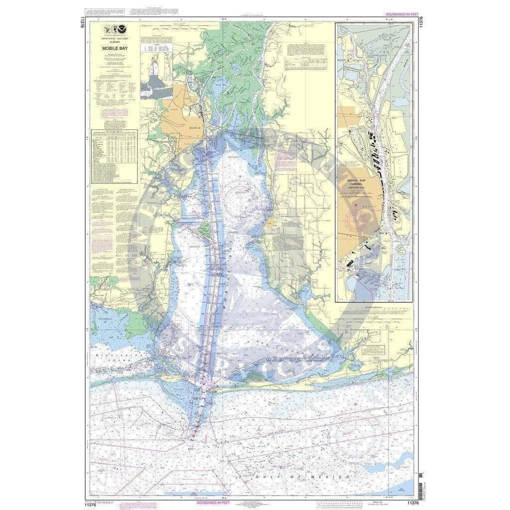 NOAA Nautical Chart 11376: Mobile Bay Mobile Ship Channel-Northern End