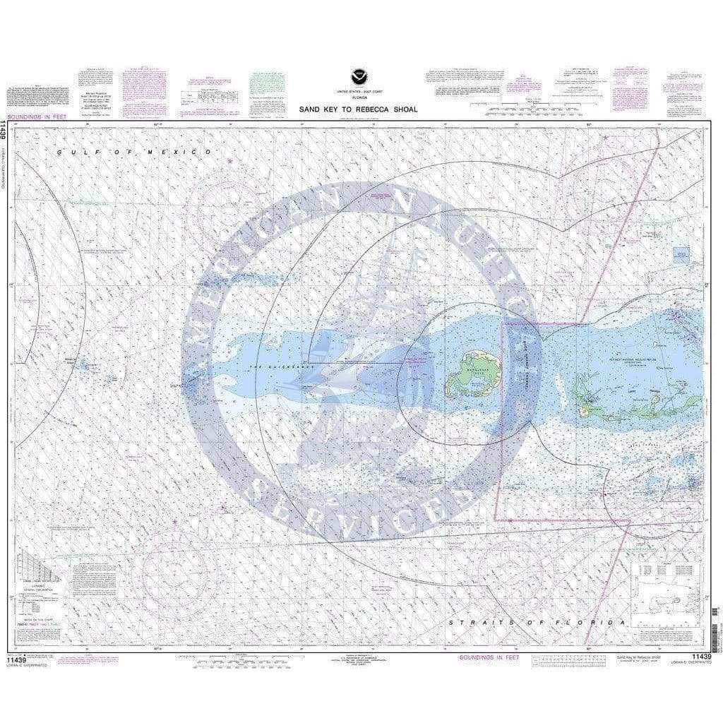 NOAA Nautical Chart 11439 Sand Key to Rebecca Shoal Amnautical