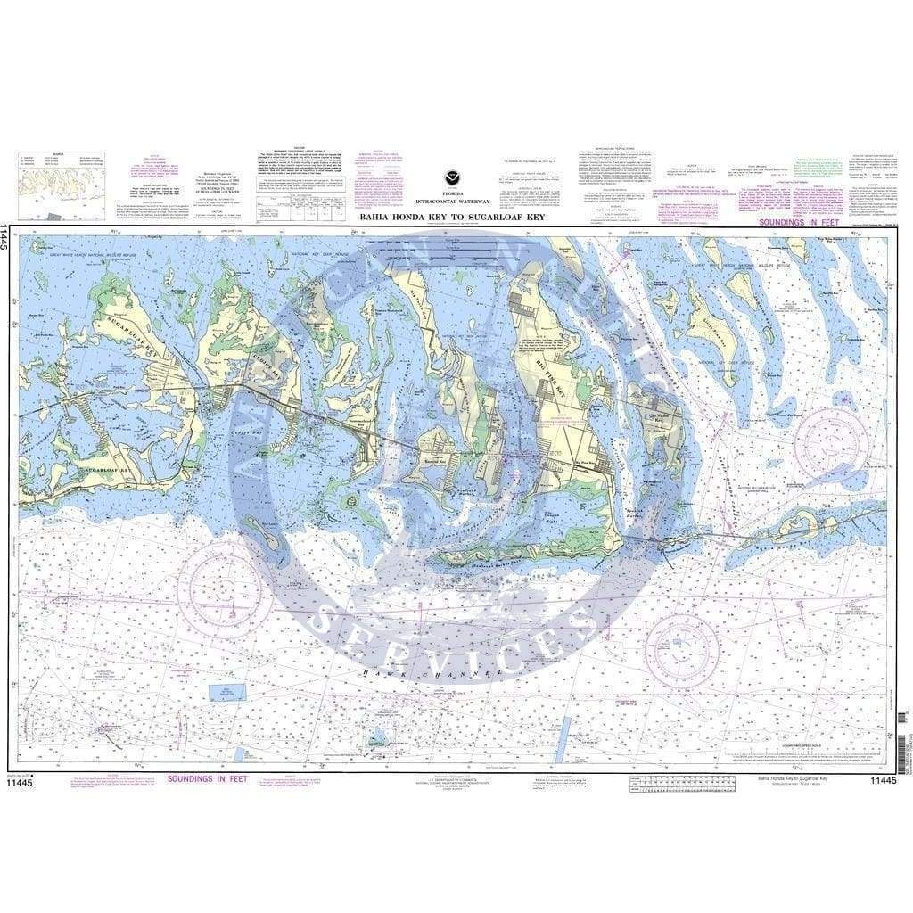 NOAA Nautical Chart 11445: Intracoastal Waterway Bahia Honda Key to Sugarloaf Key