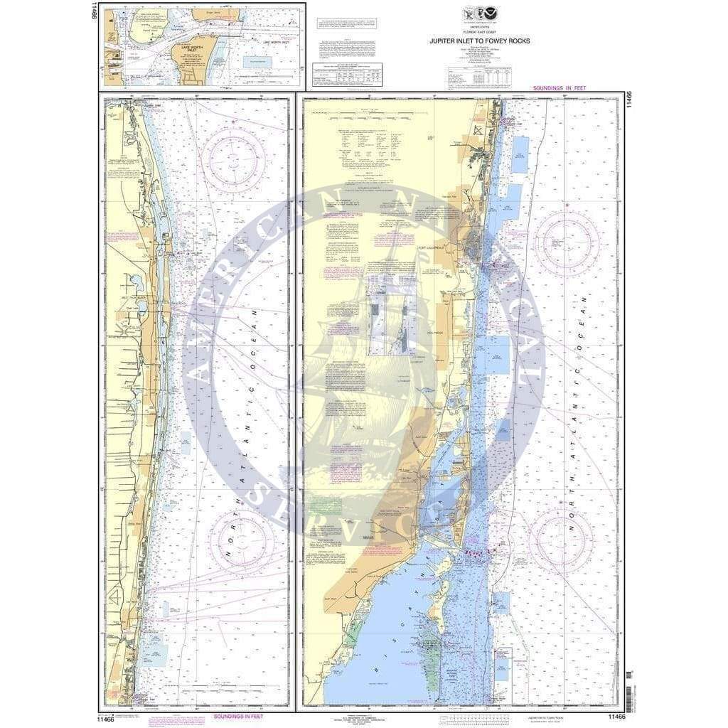 チャートギャラリー　ChartGalleryStandard 5 NOAA Nautical Chart 11466: Jupiter Inlet to Fowey Rocks;Lake Worth
