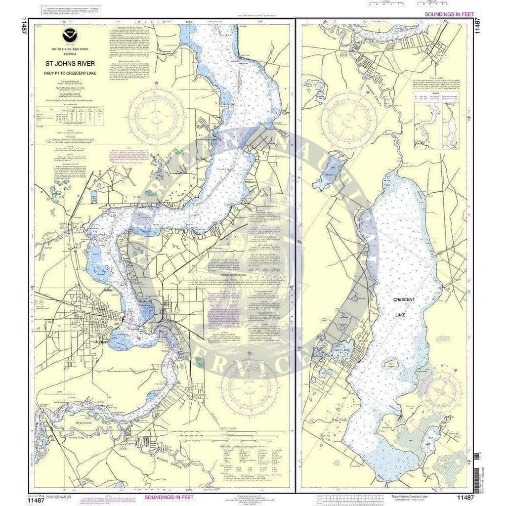 NOAA Nautical Chart 11487: St. Johns River Racy Point to Crescent Lake