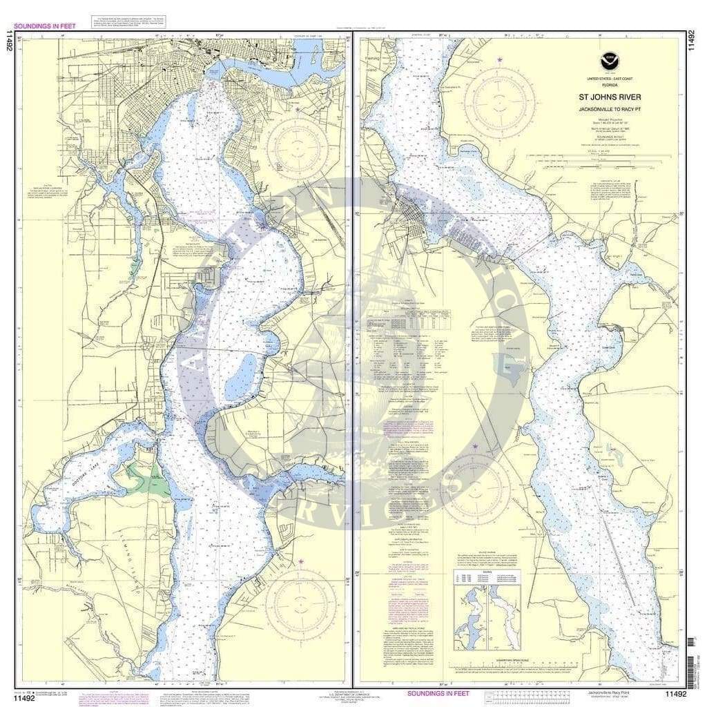 NOAA Nautical Chart 11492: St. John's River Jacksonville to Racy Point