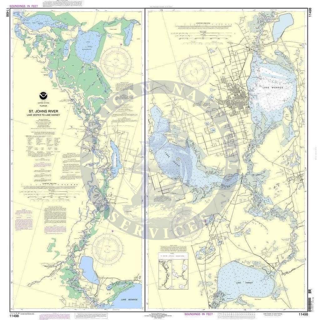 NOAA Nautical Chart 11498: St. Johns River Lake Dexter to Lake Harney