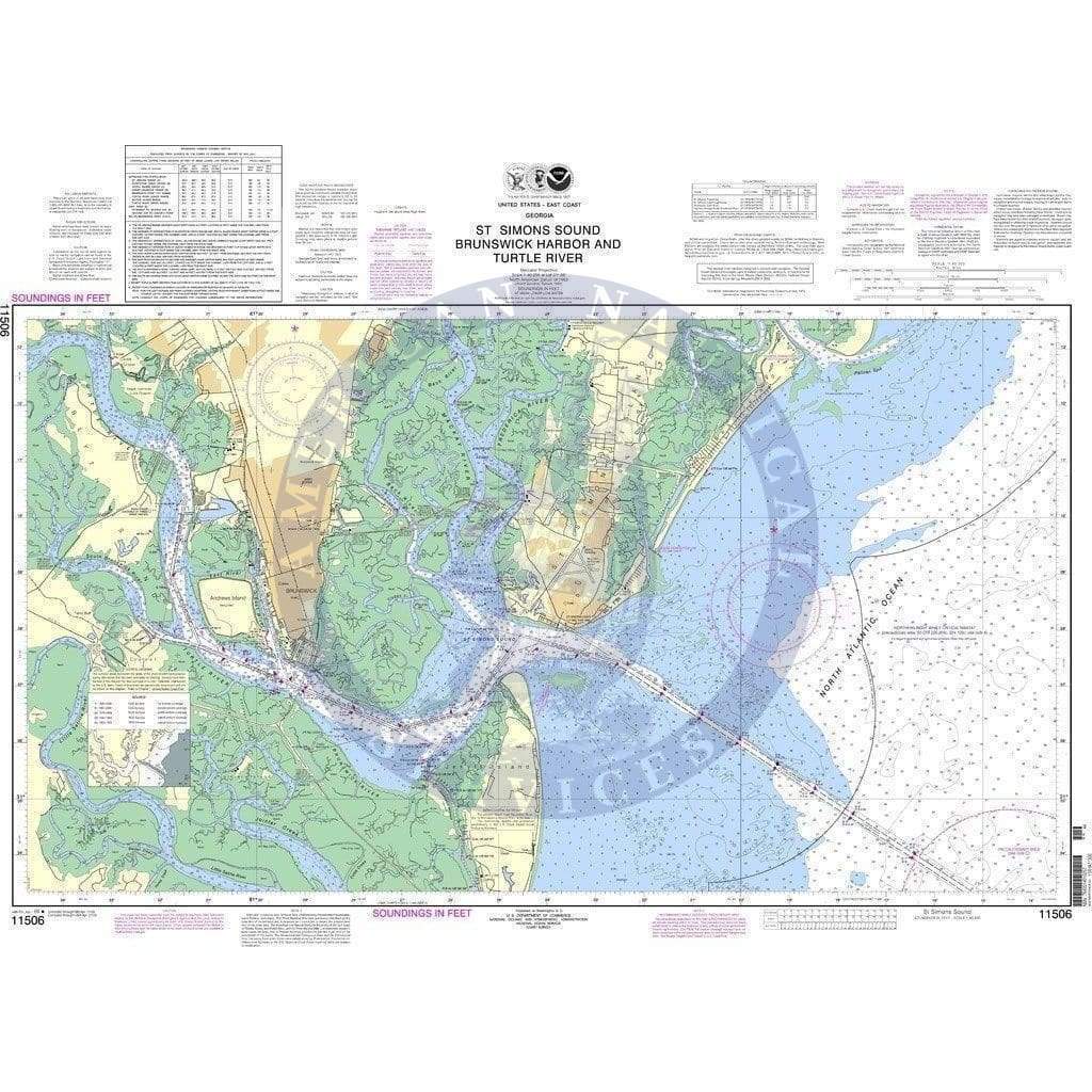 NOAA Nautical Chart 11506 St. Simons Sound, Brunswick Harbor and Turt