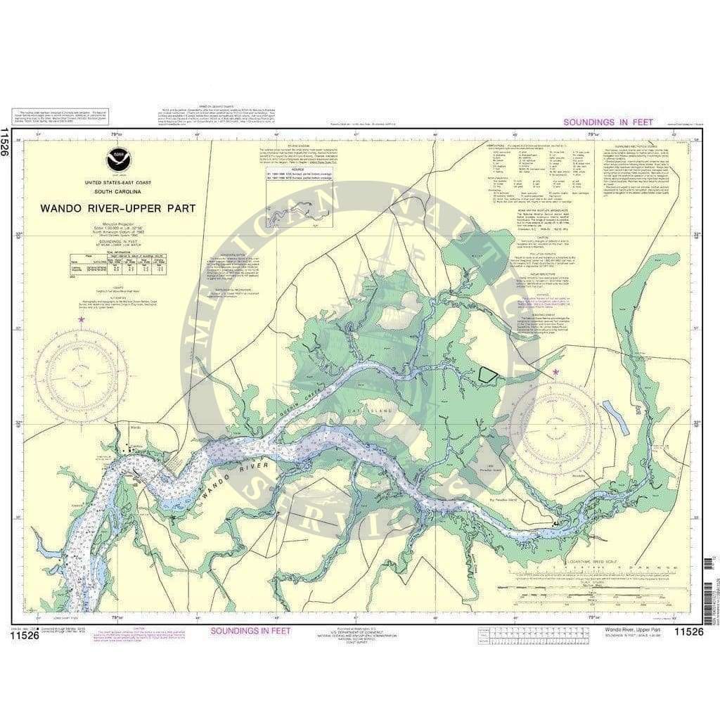 NOAA Nautical Chart 11526 Wando River Upper Part Amnautical