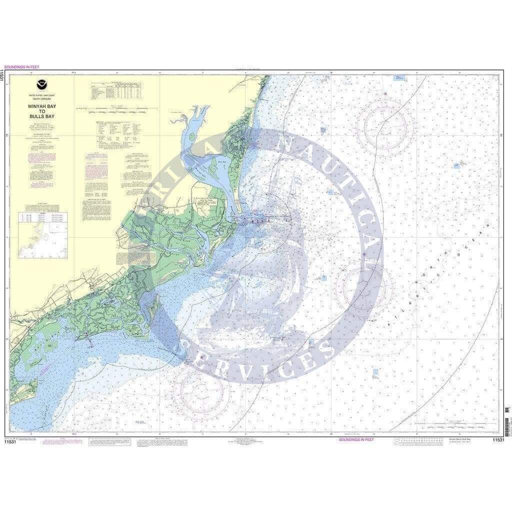 NOAA Nautical Chart 11531 Winyah Bay to Bulls Bay Amnautical