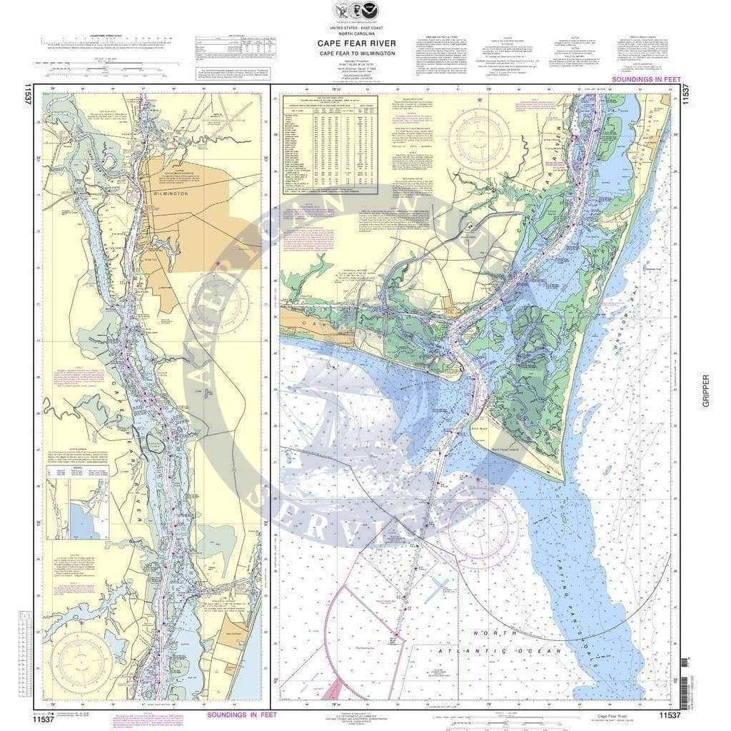 NOAA Nautical Chart 11537 Cape Fear River Cape Fear to Wilmington