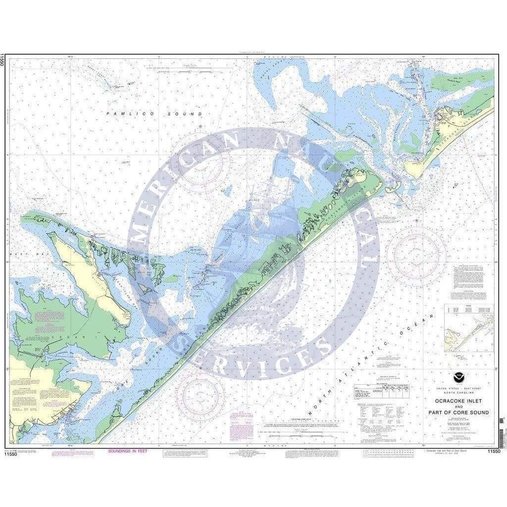 NOAA Nautical Chart 11550: Ocracoke lnlet and Part of Core Sound