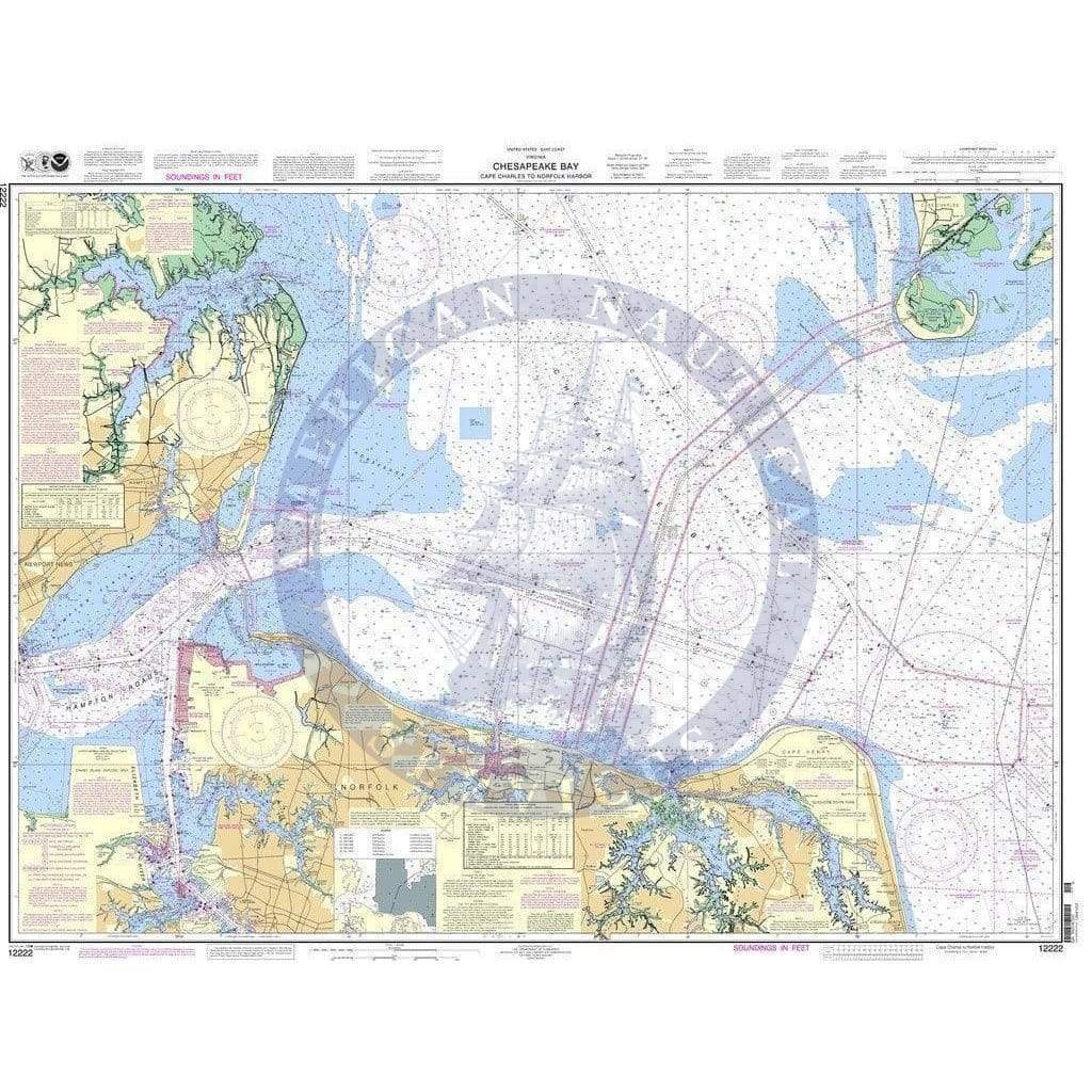 NOAA Nautical Chart 12222: Chesapeake Bay Cape Charles to Norfolk Harbor