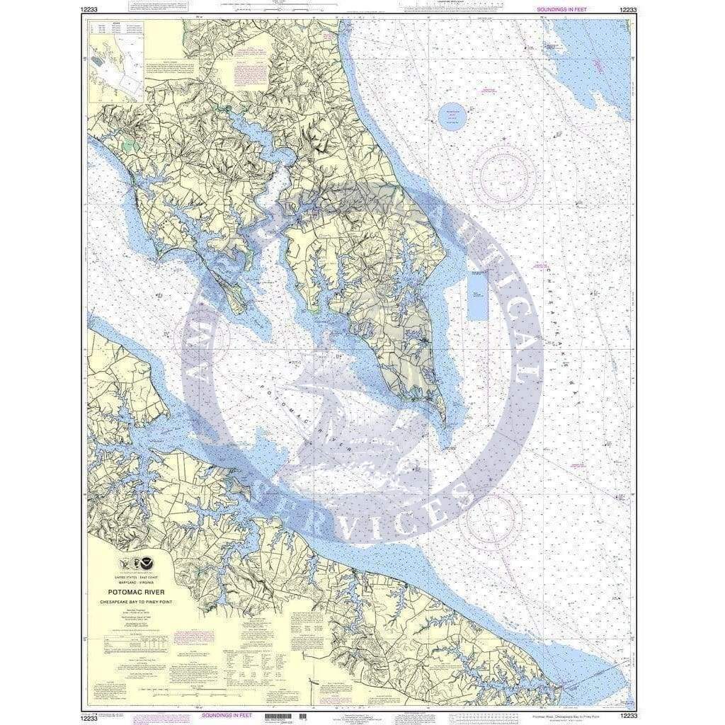 NOAA Nautical Chart 12233 Potomac River Chesapeake Bay to Piney Point