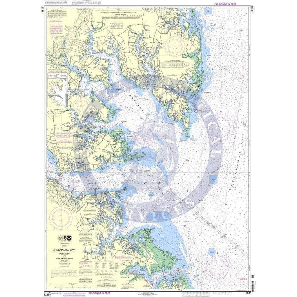 NOAA Nautical Chart 12238: Chesapeake Bay Mobjack Bay and York River Entrance