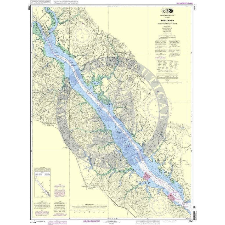 NOAA Nautical Chart 12243: York River Yorktown to West Point - Amnautical