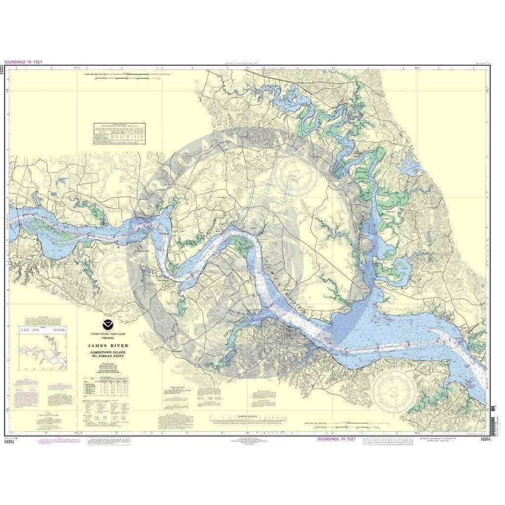 NOAA Nautical Chart 12251 James River Depth Chart Jamestown Island