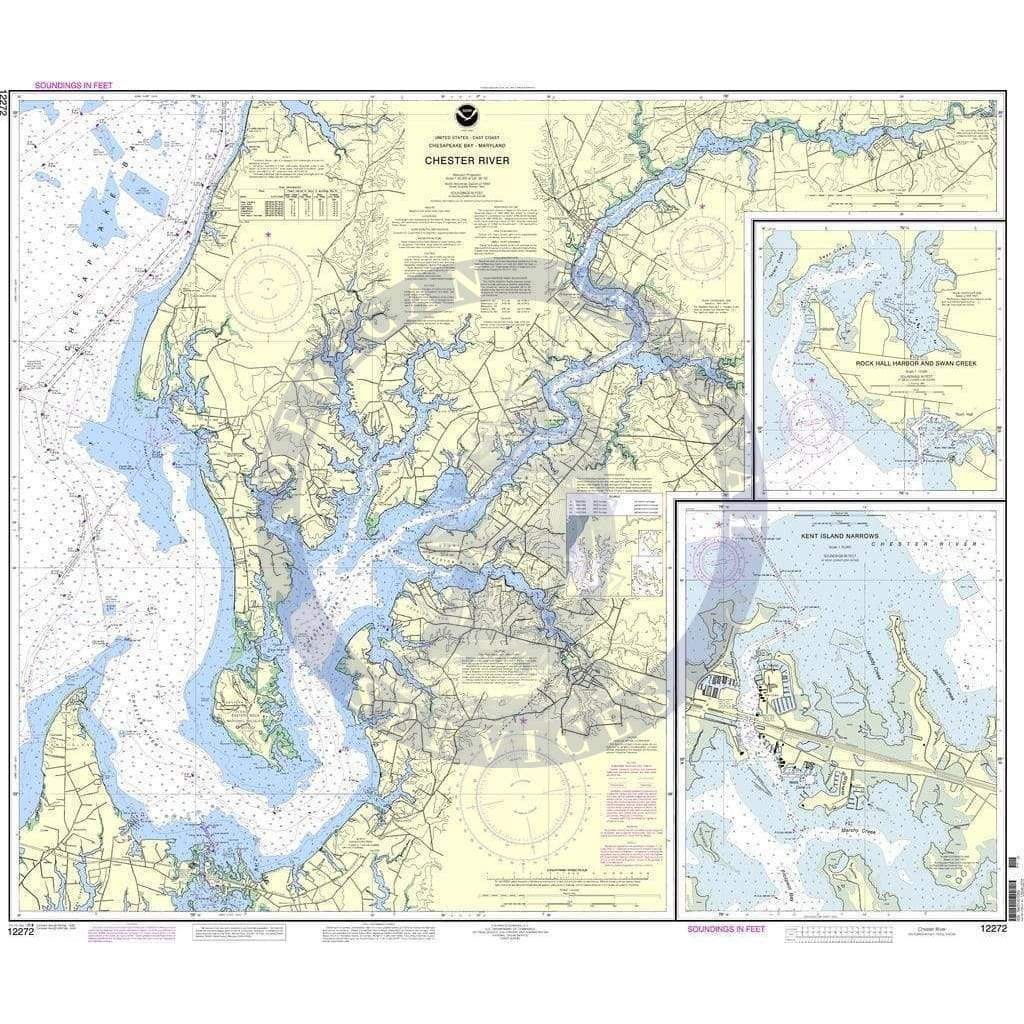 NOAA Nautical Chart 12272: Chester River; Kent Island Narrows, Rock Hall Harbor and Swan Creek