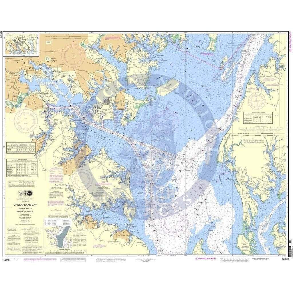 NOAA Nautical Chart 12278: Chesapeake Bay Approaches to Baltimore Harbor