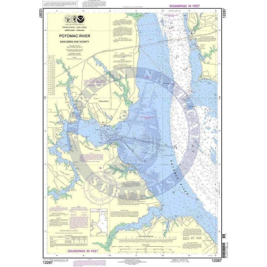 NOAA Nautical Chart 12287 Potomac River Dahlgren and Vicinity NOAA
