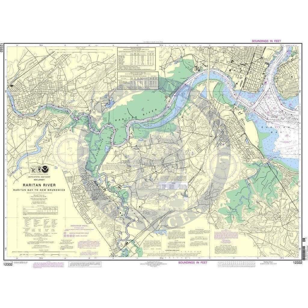 NOAA Nautical Chart 12332: Raritan River Raritan Bay to New Brunswick