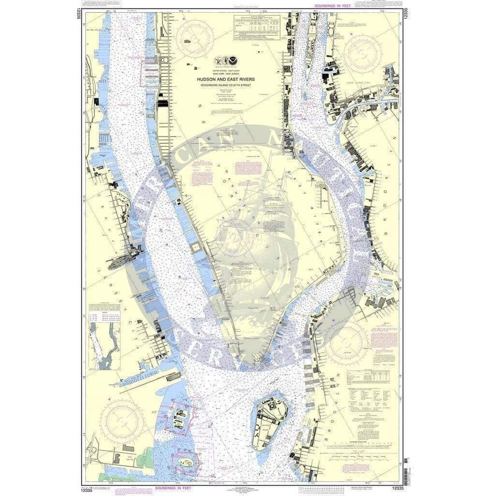 NOAA Nautical Chart 12335: Hudson and East Rivers Governors Island to 67th Street