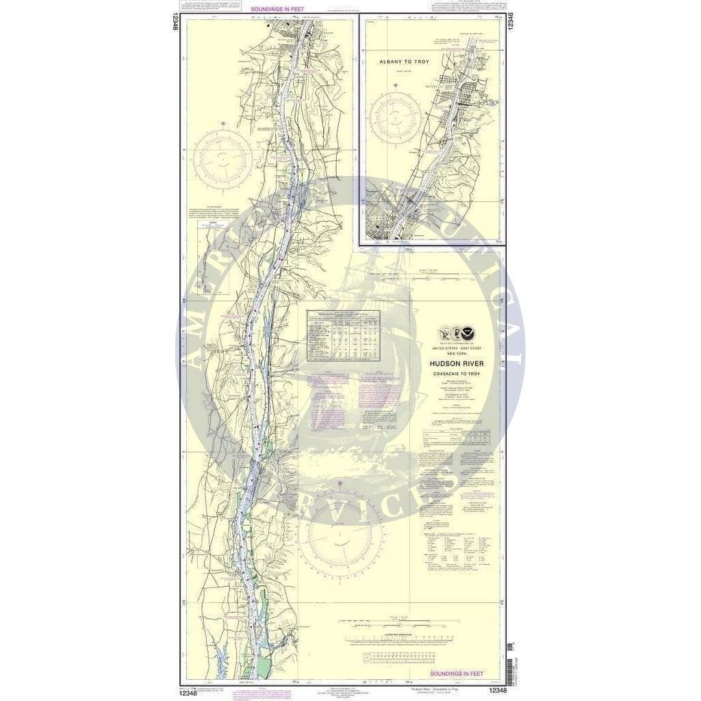 NOAA Nautical Chart 12348: Hudson River Coxsackie to Troy