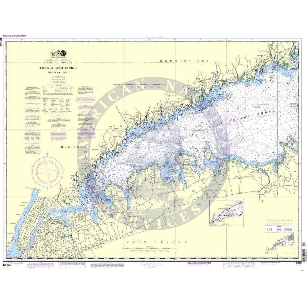 NOAA Nautical Chart 12363 Long Island Sound Western Part Amnautical
