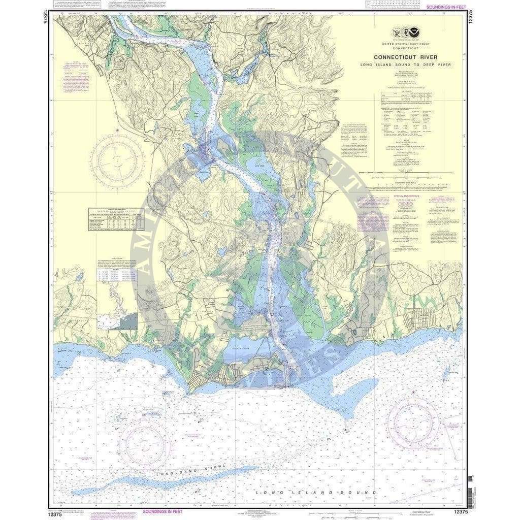 NOAA Nautical Chart 12375: Connecticut River Long lsland Sound to Deep River