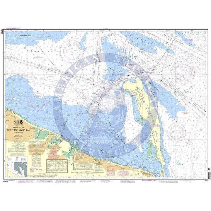 NOAA Nautical Chart 12401: New York Lower Bay Southern part - Amnautical